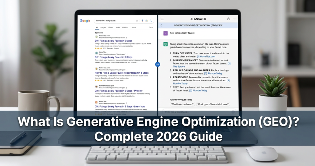 Generative Engine Optimization comparison between traditional Google search and AI search engines like ChatGPT